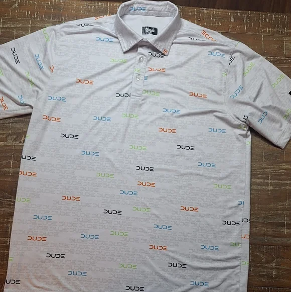Waggle Polo Golf Shirt DUDE Wipes Men's Multicolor Size XL Polyester Spandex - Picture 2 of 6